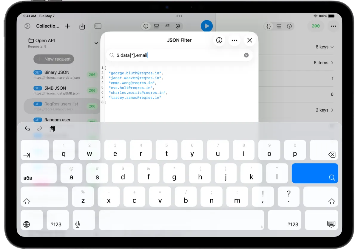 JSONPath query extracting emails from user list in API Orbit